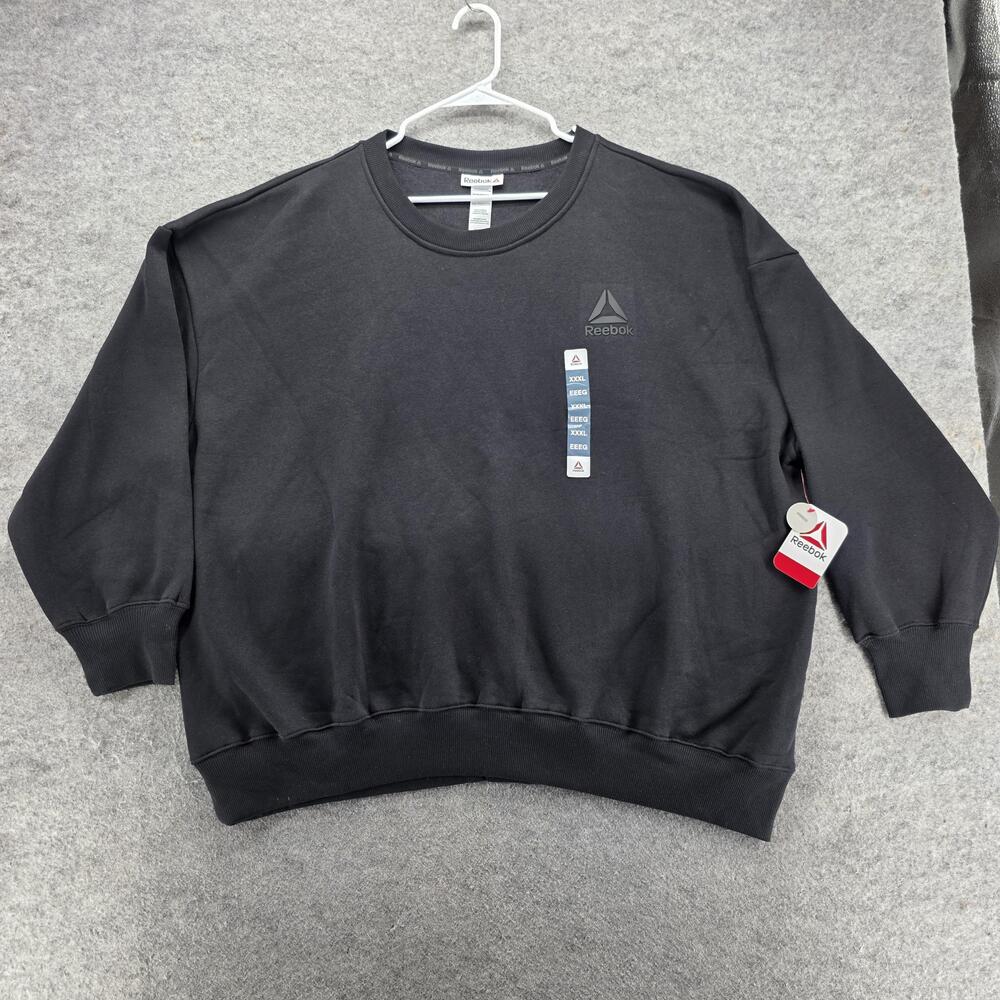 Reebok Sweatshirt Mens 3XL Black Pullover Oversized Heavyweight Logo Crewneck